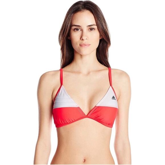 NWT Adidas Cross Back Bikini Top Neon Red - Sz 10 ♥️ - Picture 1 of 11